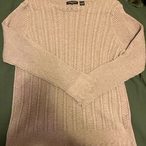 JEANNE PIERRE Taupe Cable Knit Sweater